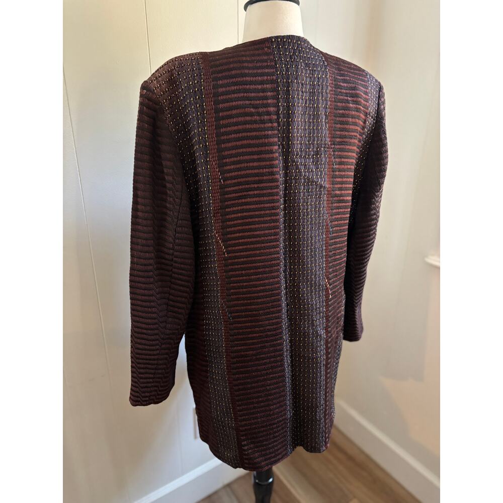 Hand Woven Deborah Cross Art To Wear Textured Mixed Media Jacket One Size - Picture 6 of 9